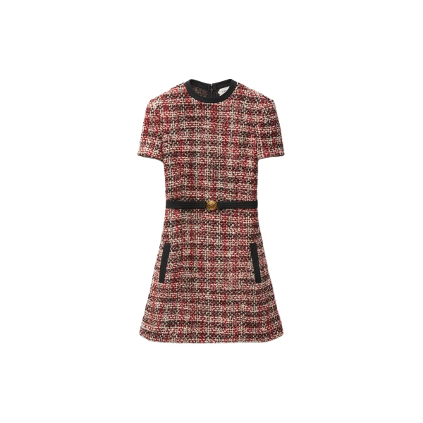 Tweed Mini Dress in Black and Red