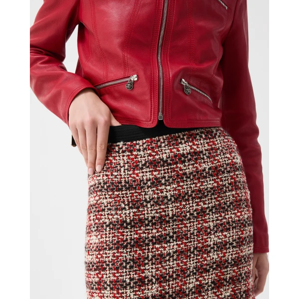 Versace Tweed Mini Skirt in Black and Red, view 5 | Mini Skirts