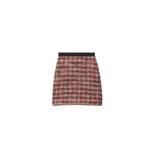 Tweed Mini Skirt in Black and Red