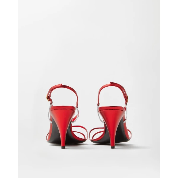 Versace Valentina Metallic Sandals 80 mm in Red, view 5 | Sandals