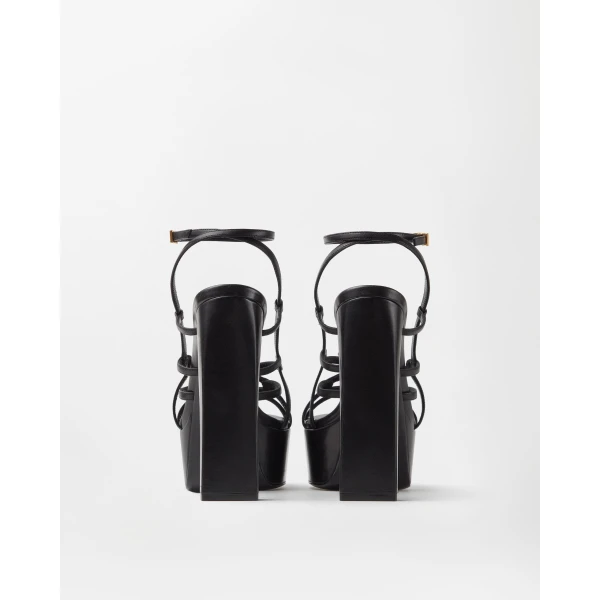 Versace Valentina Nappa Platform Sandals 140 mm in Black, view 5 | Sandals