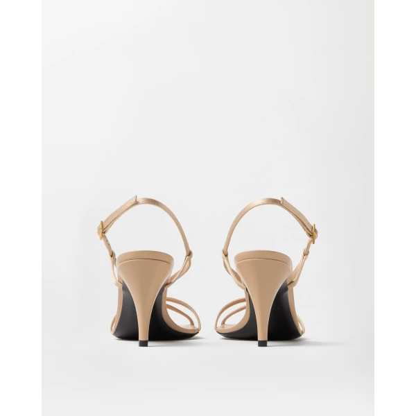Versace Valentina Satin Sandals 80 mm in Beige, view 5 | Sandals