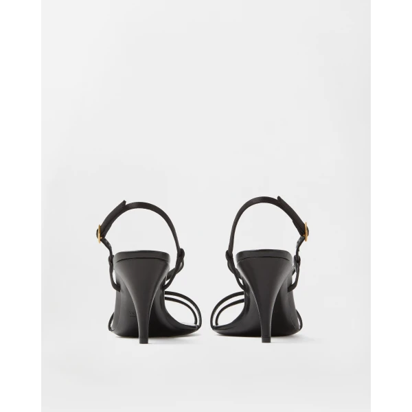 Versace Valentina Satin Sandals 80 mm in Black, view 6 | Sandals