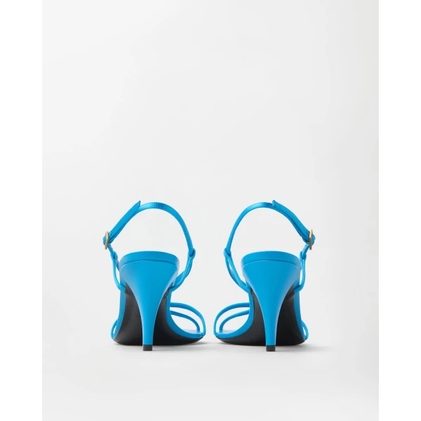 Versace Valentina Satin Sandals 80 mm in Light Blue, view 5 | Sandals