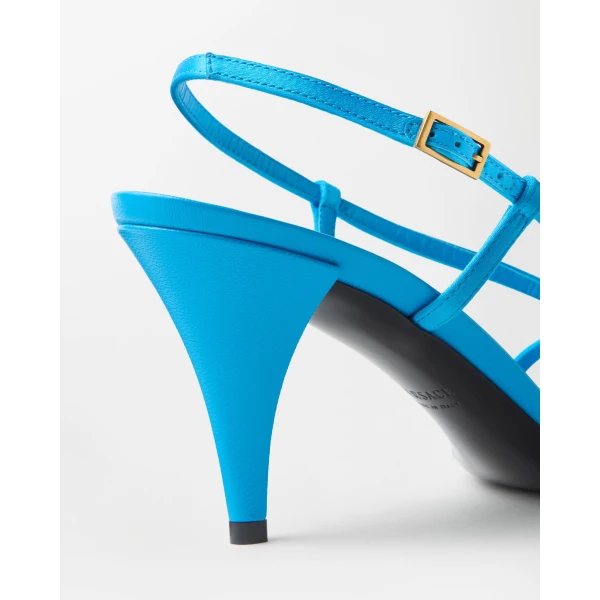 Versace Valentina Satin Sandals 80 mm in Light Blue, view 6 | Sandals