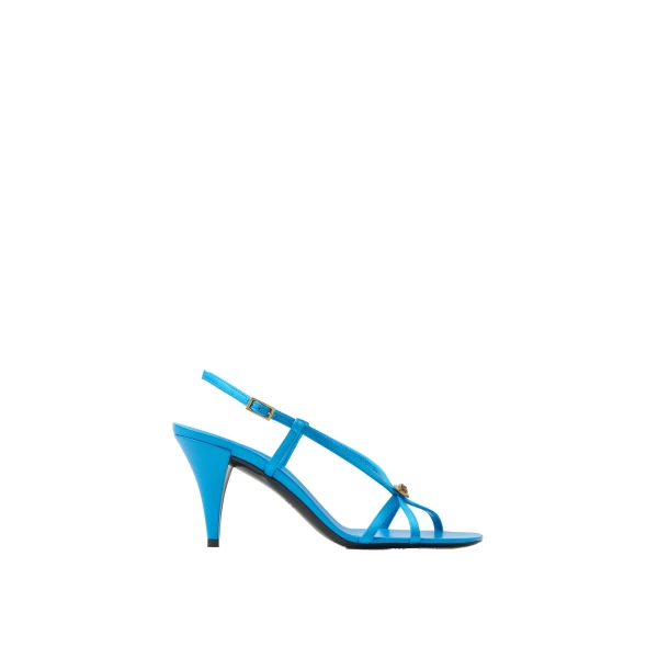 Versace Valentina Satin Sandals 80 mm in Light Blue | Sandals | Coveti