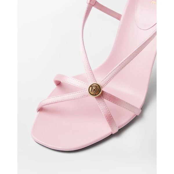 Versace Valentina Satin Sandals 80 mm in Pink, view 4 | Sandals