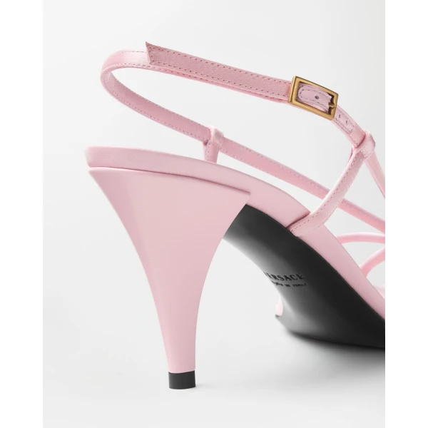Versace Valentina Satin Sandals 80 mm in Pink, view 6 | Sandals