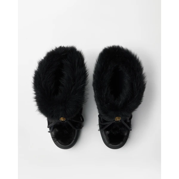 Versace Vega Shearling and Nappa Boots in Black, view 3 | Boots