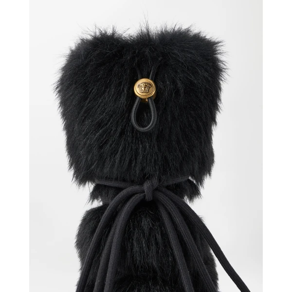 Versace Vega Shearling and Nappa Boots in Black, view 5 | Boots