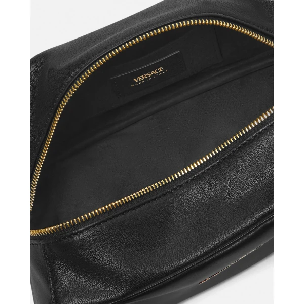 Versace Versace Tag Nappa Bowling Bag in Black and Gold, view 5 | Shoulder & Crossbody Bags