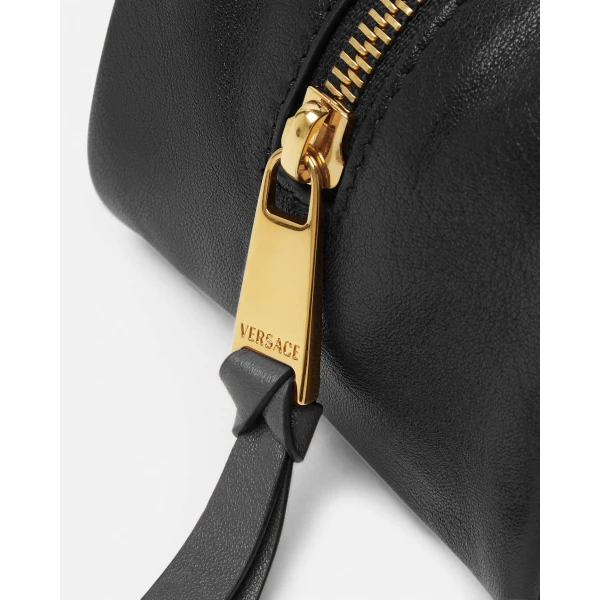 Versace Versace Tag Nappa Bowling Bag in Black and Gold, view 6 | Shoulder & Crossbody Bags