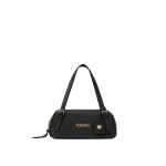 Versace Versace Tag Nappa Bowling Bag in Black and Gold | Shoulder & Crossbody Bags | Coveti