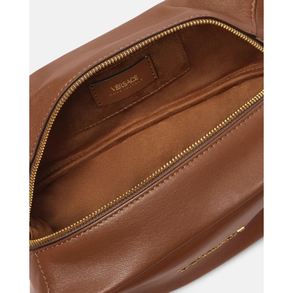 Versace Versace Tag Nappa Bowling Bag in Brown, view 5 | Shoulder & Crossbody Bags
