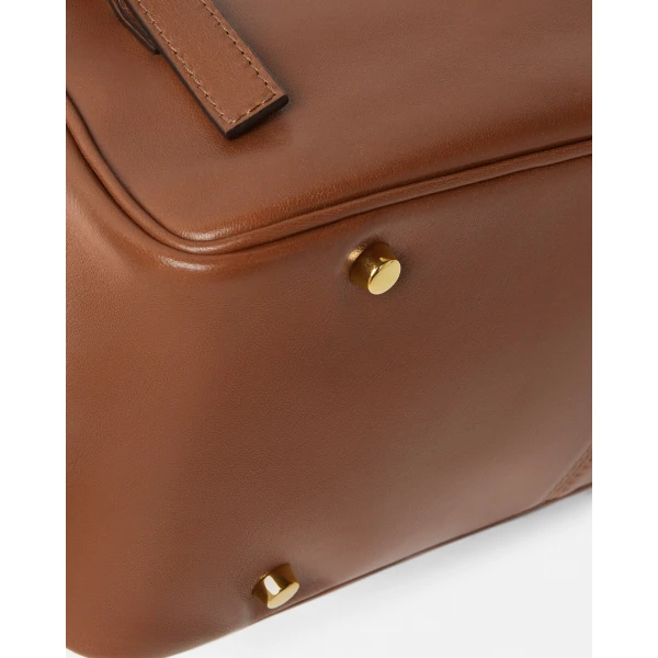 Versace Versace Tag Nappa Bowling Bag in Brown, view 6 | Shoulder & Crossbody Bags