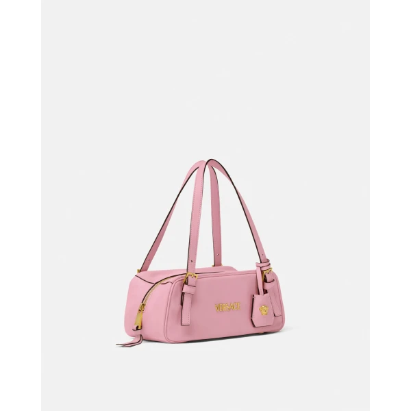 Versace Versace Tag Nappa Bowling Bag in Light Pink, view 2 | Shoulder & Crossbody Bags