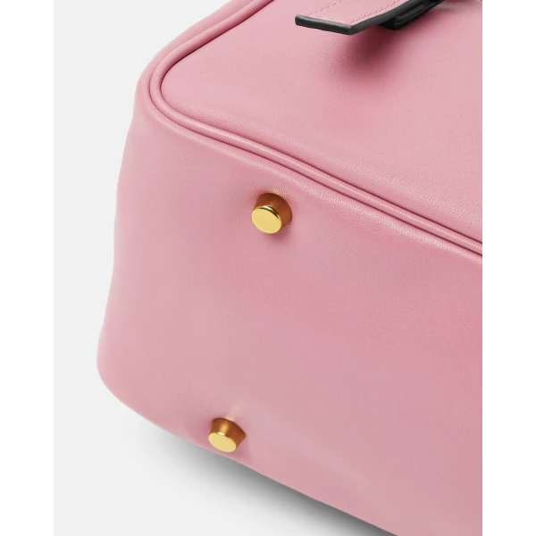 Versace Versace Tag Nappa Bowling Bag in Light Pink, view 5 | Shoulder & Crossbody Bags