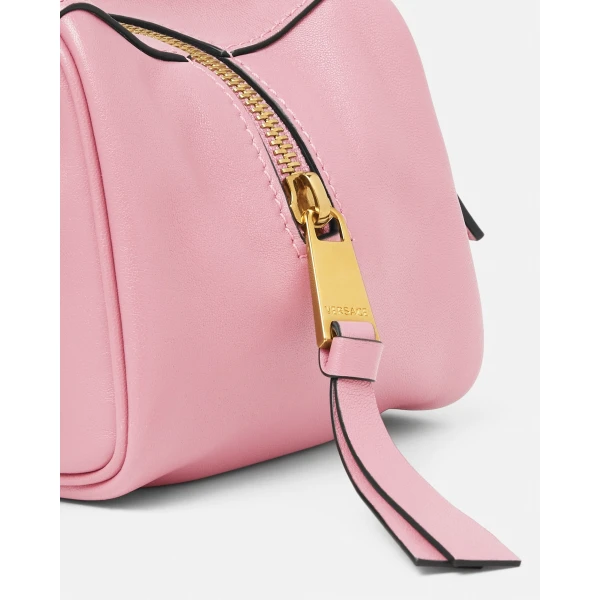 Versace Versace Tag Nappa Bowling Bag in Light Pink, view 6 | Shoulder & Crossbody Bags