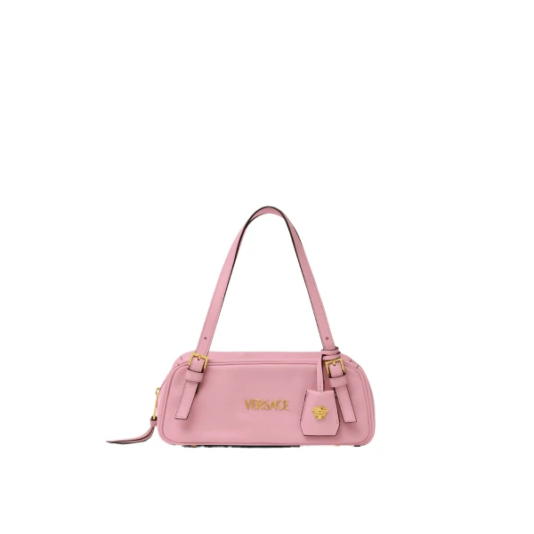 Versace Tag Nappa Bowling Bag in Light Pink