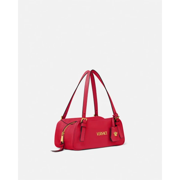 Versace Versace Tag Nappa Bowling Bag in Red, view 2 | Shoulder & Crossbody Bags