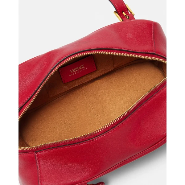 Versace Versace Tag Nappa Bowling Bag in Red, view 6 | Shoulder & Crossbody Bags