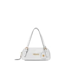 Versace Versace Tag Nappa Bowling Bag in White | Shoulder & Crossbody Bags | Coveti