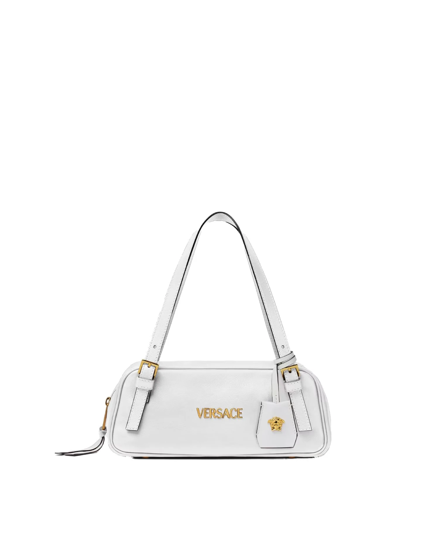 Versace Versace Tag Nappa Bowling Bag in White Versace Versace Tag Nappa Bowling Bag in White | Shoulder & Crossbody Bags | Coveti
