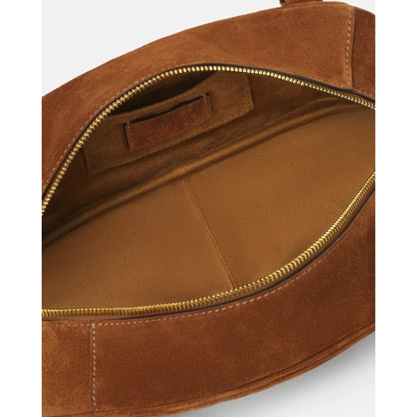 Versace Versace Tag Suede Bowling Bag in Brown and Gold, view 4 | Shoulder & Crossbody Bags