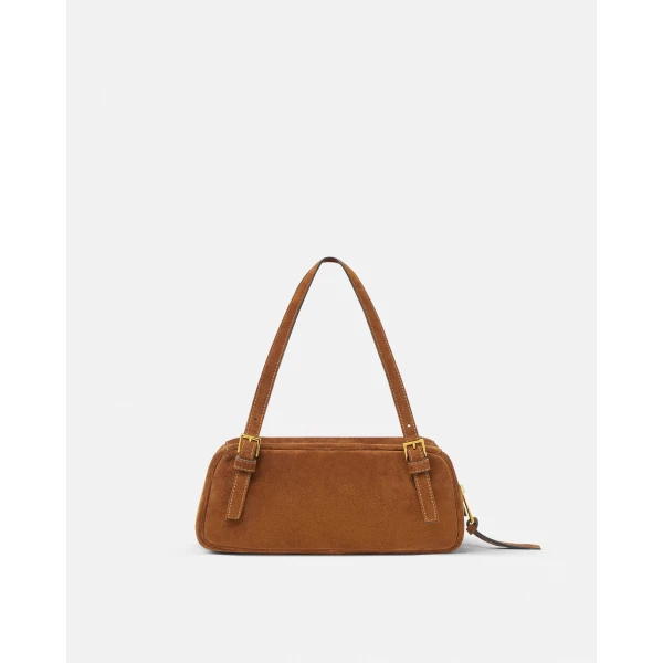 Versace Versace Tag Suede Bowling Bag in Brown and Gold, view 6 | Shoulder & Crossbody Bags