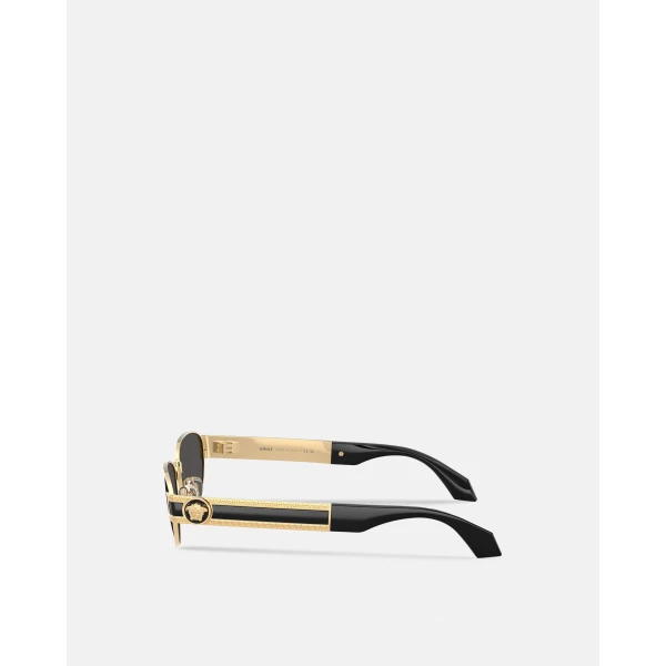 Versace Vesta Cat-Eye Sunglasses in Black and Gold, view 3 | Sunglasses