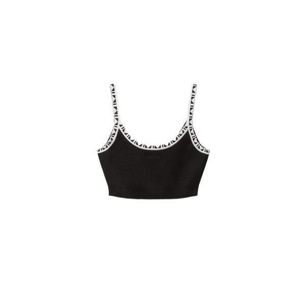 Viscose-Blend Jacquard Crop Top in Black