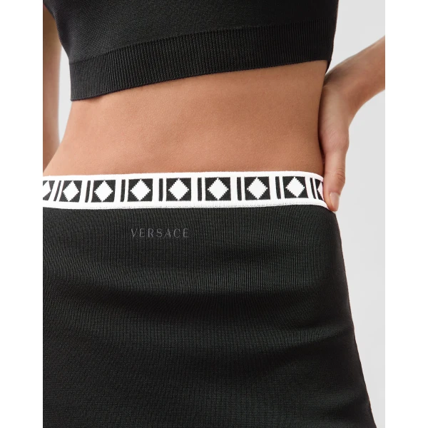 Versace Viscose-Blend Jacquard Long Skirt in Black, view 5 | Maxi Skirts