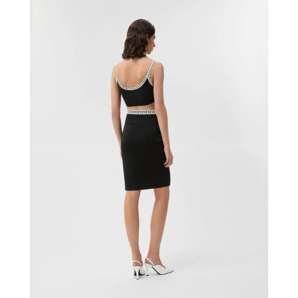 Versace Viscose-Blend Jacquard Midi Skirt in Black, view 3 | Midi Skirts