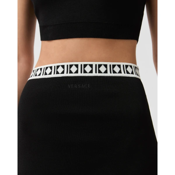 Versace Viscose-Blend Jacquard Midi Skirt in Black, view 5 | Midi Skirts