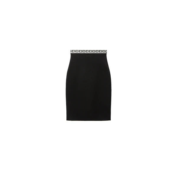 Viscose-Blend Jacquard Midi Skirt in Black