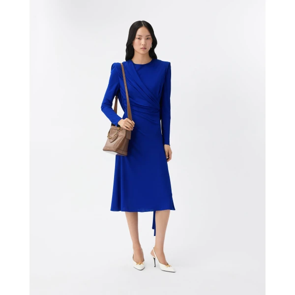 Versace Viscose Crêpe Jersey Dress in Blue, view 2 | Dresses