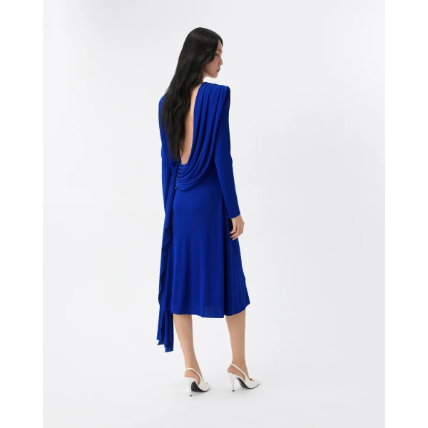 Versace Viscose Crêpe Jersey Dress in Blue, view 3 | Dresses