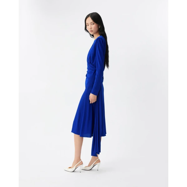 Versace Viscose Crêpe Jersey Dress in Blue, view 4 | Dresses