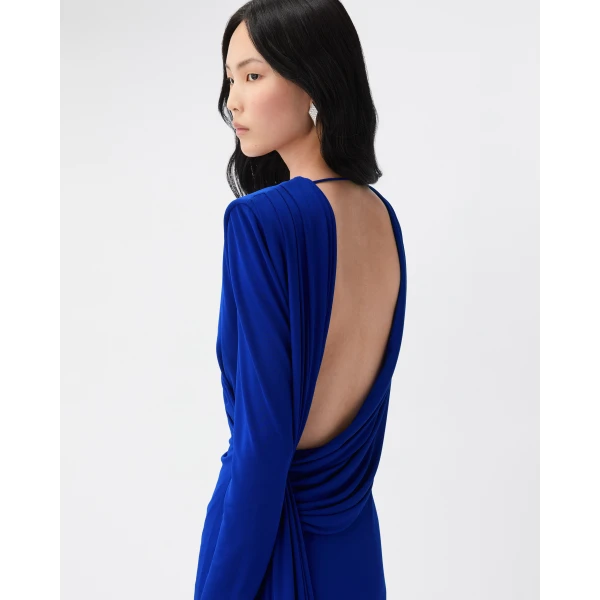 Versace Viscose Crêpe Jersey Dress in Blue, view 5 | Dresses