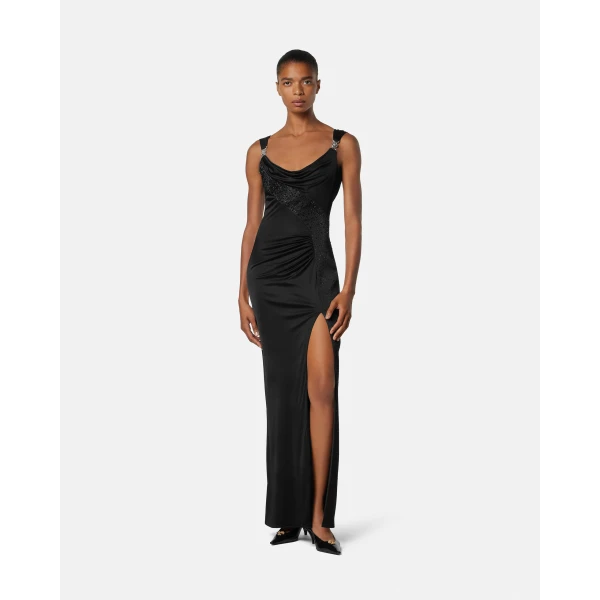 Versace Viscose-Jersey Draped Gown in Black, Ref. 1023059, view 2 | Evening Gowns