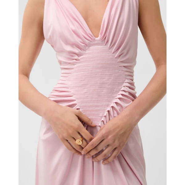 Versace Viscose-Jersey Draped Gown in Light Pink, view 4 | Evening Gowns