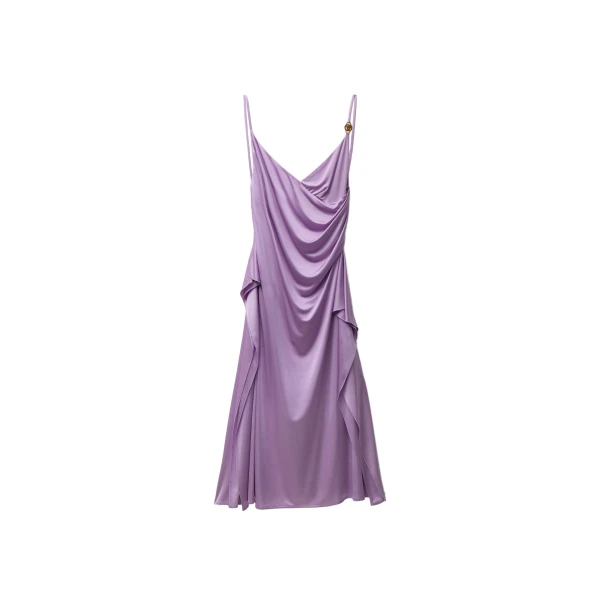 Viscose-Jersey Draped Midi Dress in Lilac