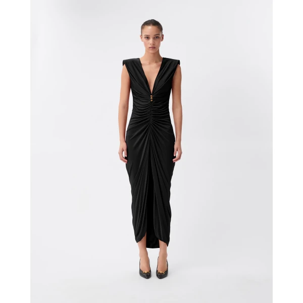 Versace Viscose-Jersey Gown in Black, view 2 | Evening Gowns