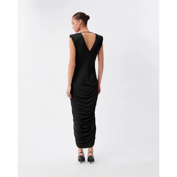 Versace Viscose-Jersey Gown in Black, view 3 | Evening Gowns