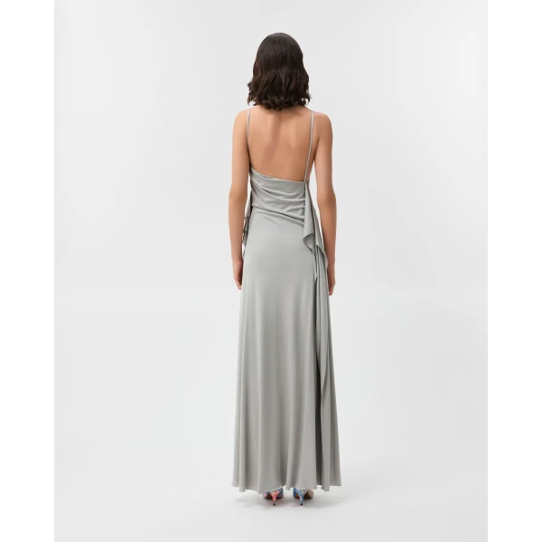 Versace Viscose-Jersey Gown in Grey, view 3 | Evening Gowns
