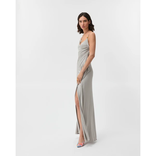 Versace Viscose-Jersey Gown in Grey, view 4 | Evening Gowns