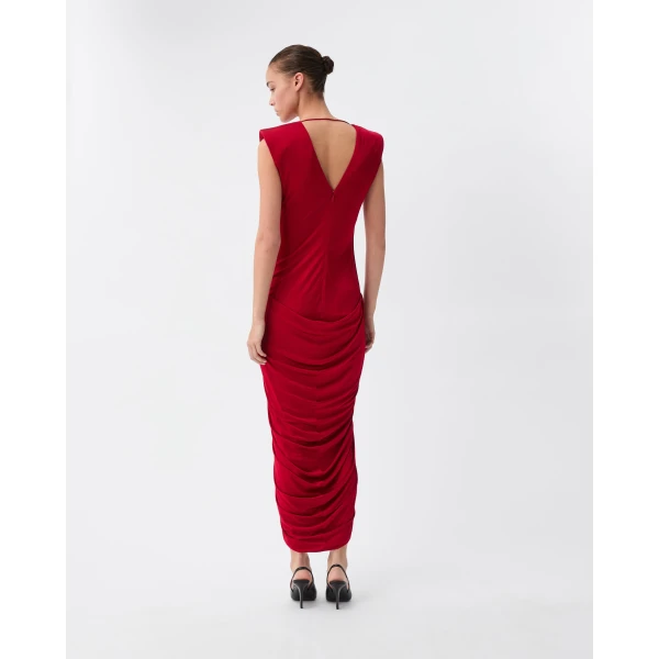 Versace Viscose-Jersey Gown in Red, view 3 | Evening Gowns