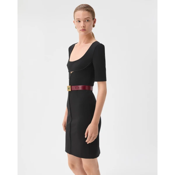 Versace Viscose-Jersey Midi Dress in Black, view 4 | Midi Dresses
