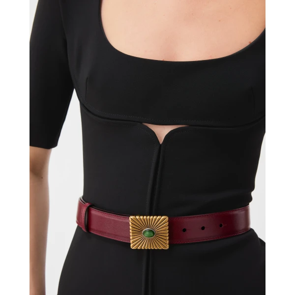 Versace Viscose-Jersey Midi Dress in Black, view 5 | Midi Dresses