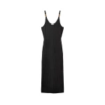 Versace Viscose Mesh Ribbed Knit Midi Dress in Black | Midi Dresses | Coveti